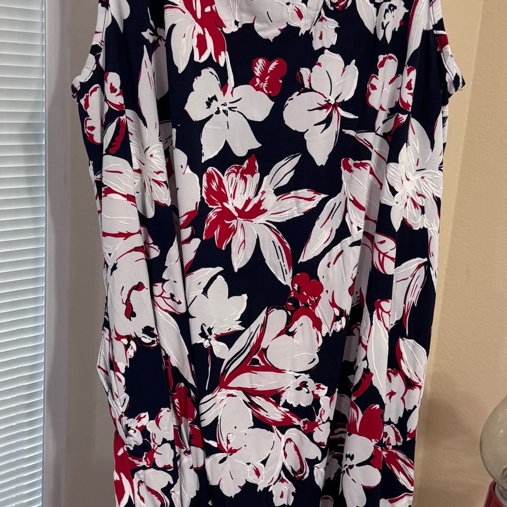 AGB Navy and Red Floral Dress